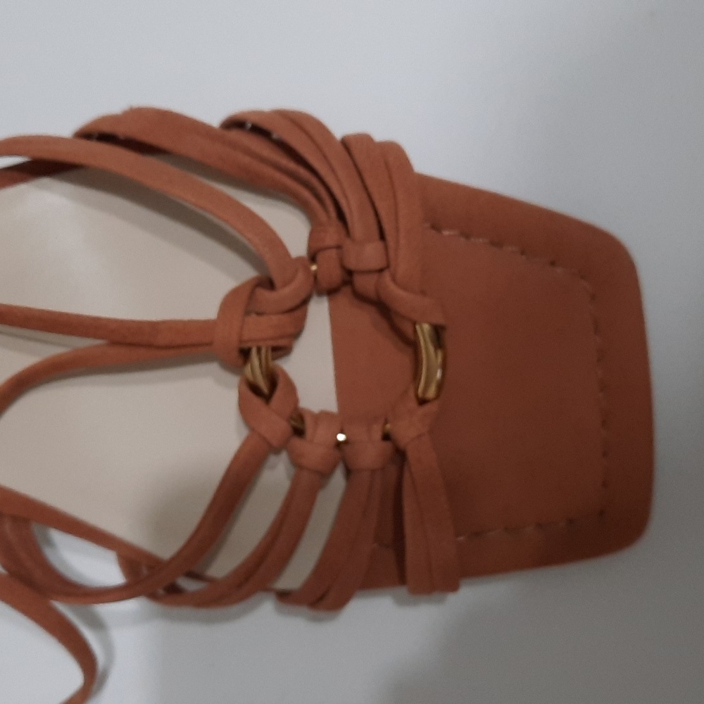 NWT DOLCE VITA BROWN MASH LACE UP SANDALS SZ 10 - Picture 8 of 12